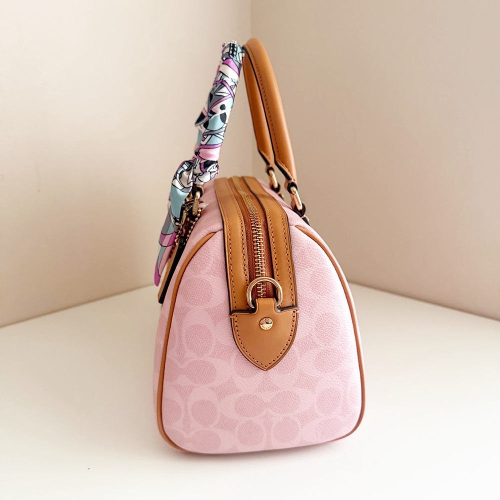 Coach Rowan Satchel Bag In Signature Canvas With Charms Powder pink NWOT - Picture 5 of 9